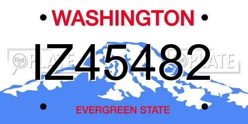 IZ45482 Washington License Plate
