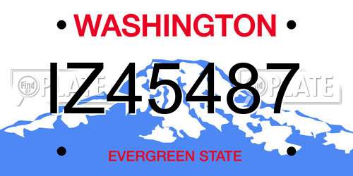 IZ45487 Washington License Plate