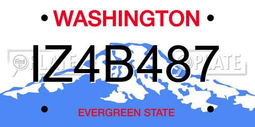 IZ4B487 Washington License Plate