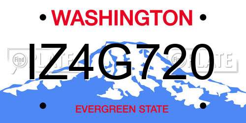 IZ4G720 Washington License Plate