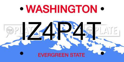 IZ4P4T Washington License Plate