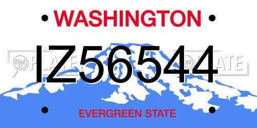 IZ56544 Washington License Plate