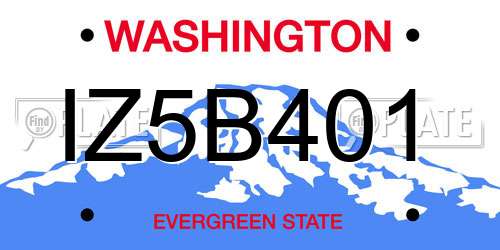 IZ5B401 Washington License Plate