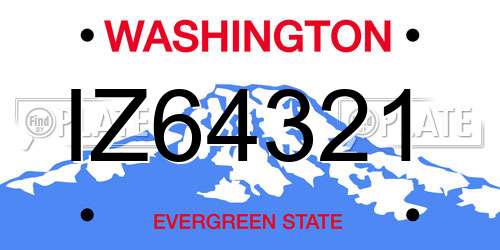 IZ64321 Washington License Plate