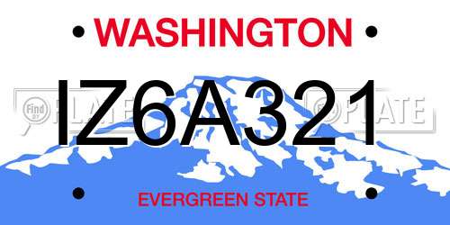 IZ6A321 Washington License Plate