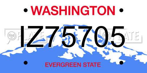 IZ75705 Washington License Plate
