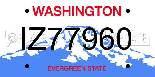 IZ77960 Washington License Plate
