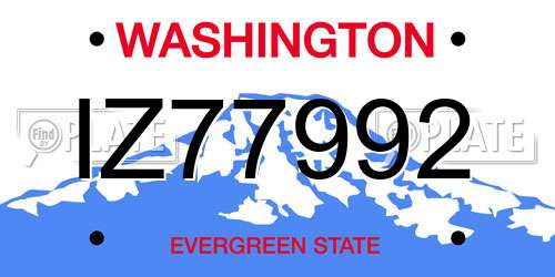 IZ77992 Washington License Plate