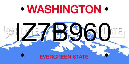 IZ7B960 Washington License Plate