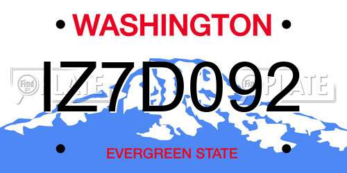 IZ7D092 Washington License Plate