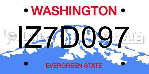 IZ7D097 Washington License Plate