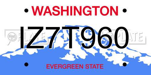 IZ7T960 Washington License Plate