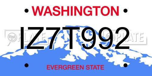IZ7T992 Washington License Plate