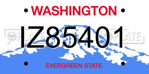 IZ85401 Washington License Plate