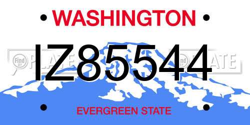 IZ85544 Washington License Plate