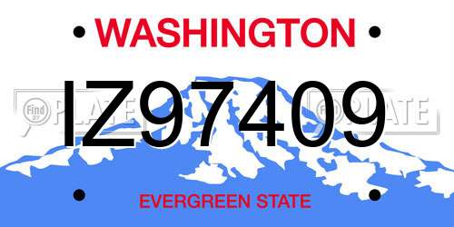 IZ97409 Washington License Plate