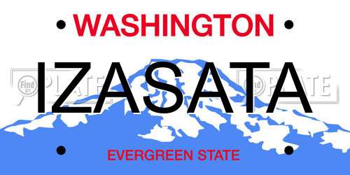 IZASATA Washington License Plate
