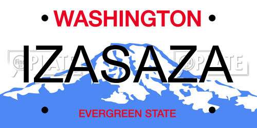 IZASAZA Washington License Plate