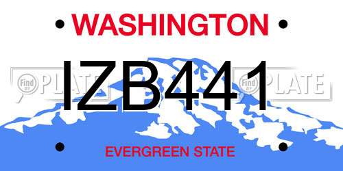 IZB441 Washington License Plate