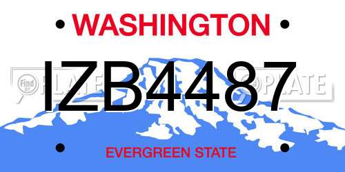 IZB4487 Washington License Plate