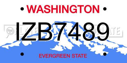 IZB7489 Washington License Plate