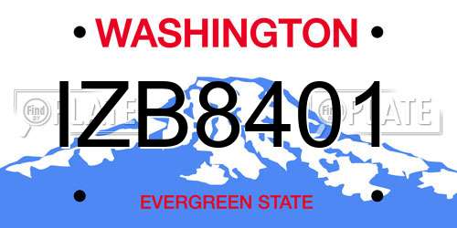IZB8401 Washington License Plate