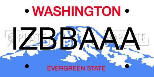 IZBBAAA Washington License Plate