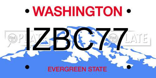 IZBC77 Washington License Plate