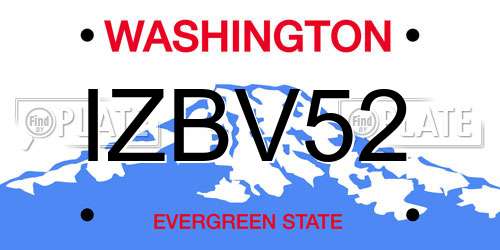 IZBV52 Washington License Plate