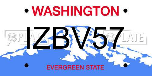IZBV57 Washington License Plate