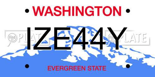 IZE44Y Washington License Plate