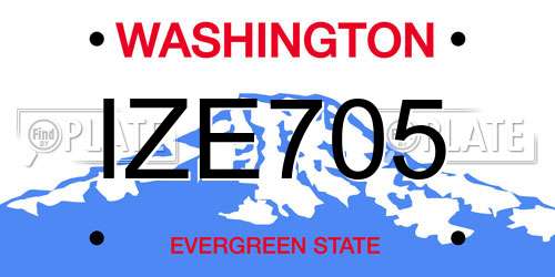 IZE705 Washington License Plate
