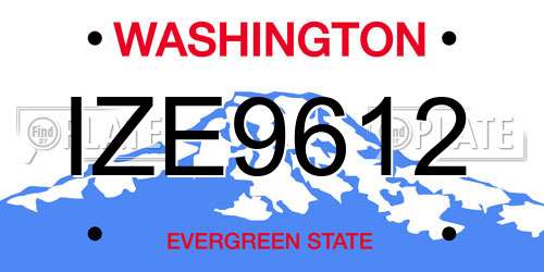 IZE9612 Washington License Plate