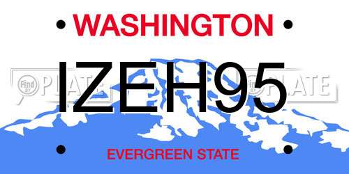 IZEH95 Washington License Plate