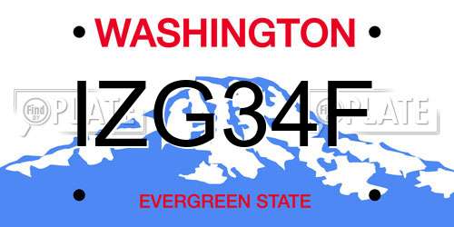 IZG34F Washington License Plate