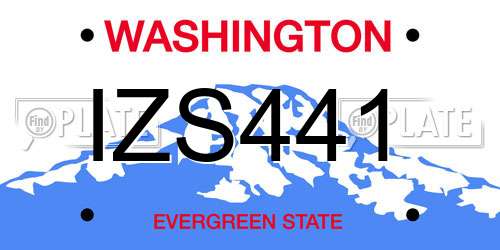 IZS441 Washington License Plate