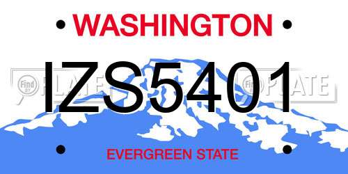 IZS5401 Washington License Plate