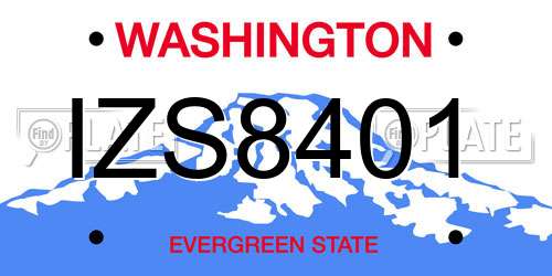 IZS8401 Washington License Plate