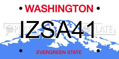 IZSA41 Washington License Plate