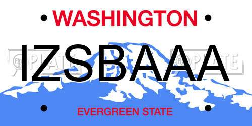 IZSBAAA Washington License Plate