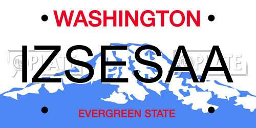 IZSESAA Washington License Plate
