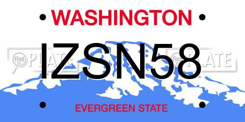IZSN58 Washington License Plate