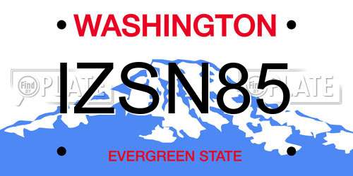 IZSN85 Washington License Plate