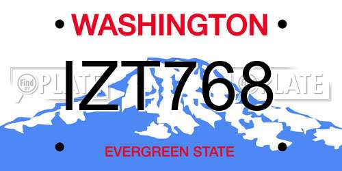 IZT768 Washington License Plate