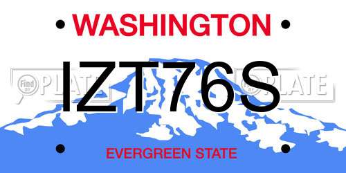 IZT76S Washington License Plate