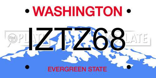 IZTZ68 Washington License Plate