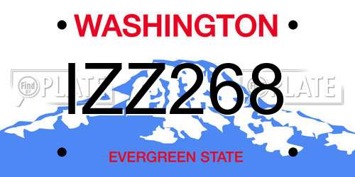 IZZ268 Washington License Plate