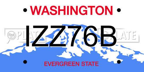 IZZ76B Washington License Plate