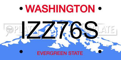 IZZ76S Washington License Plate