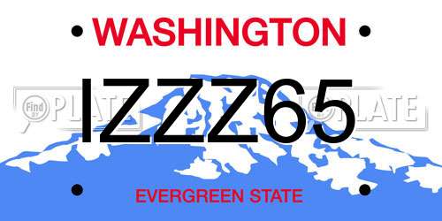 IZZZ65 Washington License Plate